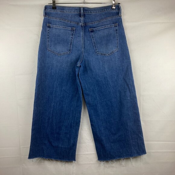 Banana Republic Women Sz 12 / 31 High Rise Wide Leg Crop Fringe Jeans 90s Y2k - Picture 6 of 7